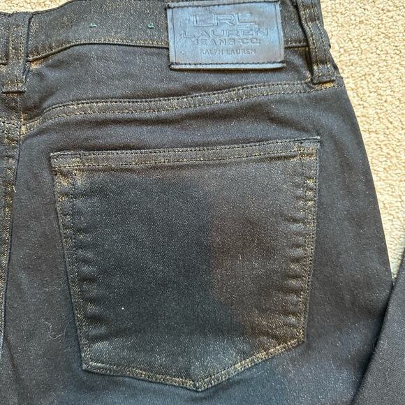 Lauren Jeans Co by Ralph Lauren Jeans Women's Size 10 Black with Gold Dust - Picture 4 of 11